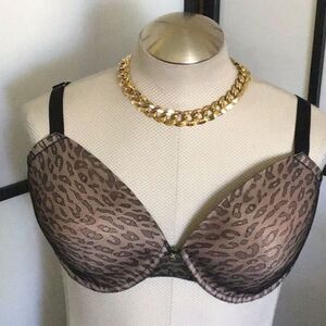 40DD Frederick's of Hollywood Full Coverage Animal Print Black Bra Vintage Y2K